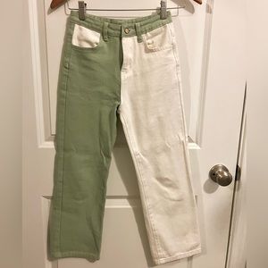 Mint/white jeans